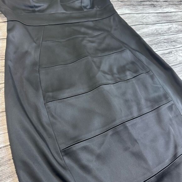 JAX Women's Sleeveless Mini Cocktail Dress Black 6 Sheer Satin Cutout High Neck - Picture 3 of 14